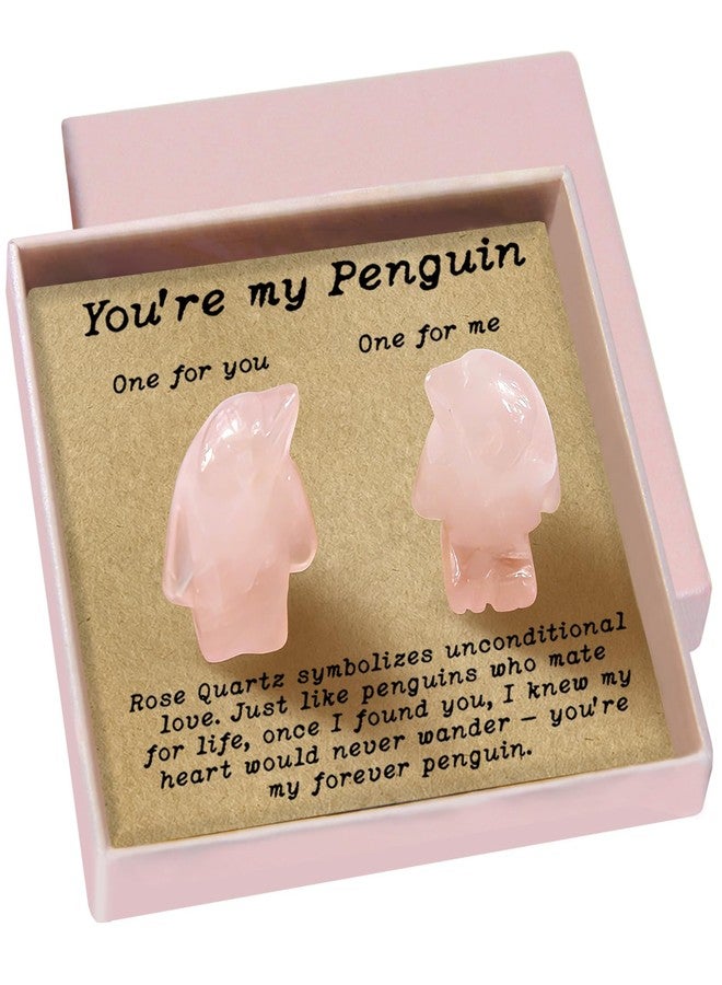 Taxhtext Rose Quartz Penguin Valentine Gift, Couples Gifts Set for Her Him, Romantic Anniversary Wedding Birthday Valentines Gift for Men Women Boyfriend Girlfriend Husband Wife, Easter basket Stuffer - Image 1