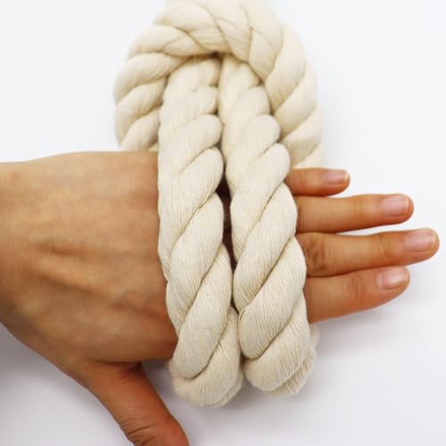 VEIZEDD Twisted Cotton Rope (1 in x 10 ft) Natural Thick White Rope for Nautical, Landscaping, Railings, Hammock,Home Decorating - Image 3