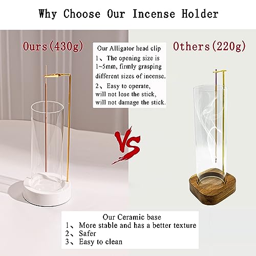 CEREMONY Incense Holder, Ceramic Incense Holder for Sticks with Glass Ash Catcher,Incense Burner for Meditation Yoga Spa Room Decor - Image 2