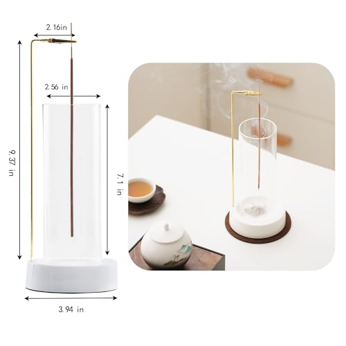 CEREMONY Incense Holder, Ceramic Incense Holder for Sticks with Glass Ash Catcher,Incense Burner for Meditation Yoga Spa Room Decor - Image 3