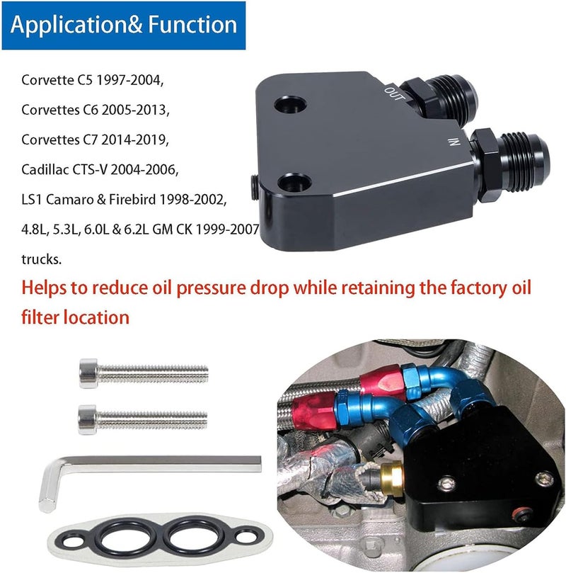 YMT Engine Oil Cooler Adapter Kit for Corvette C5 C6 C7 (1997-2019) and GM LS Engines - Image 2