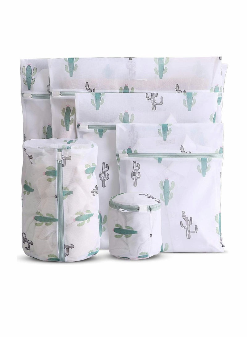 KASTWAVE Laundry Bags 6 Pcs Reusable Mesh with Premium Zipper lovely Prints Travel Storage Organize Bag for Laundry Blouse Bra Hosiery Stocking Underwear Lingerie Shoe (Cactus)?【Protective clothing】O  - Image 1