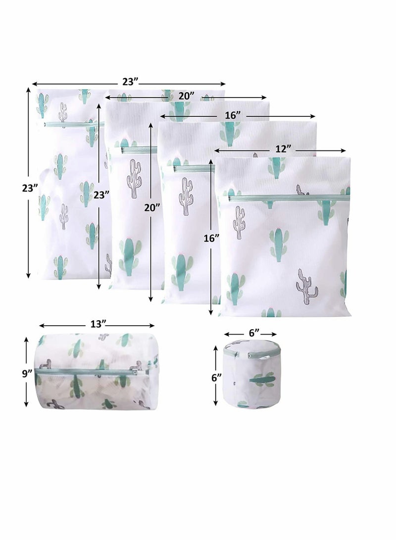 KASTWAVE Laundry Bags 6 Pcs Reusable Mesh with Premium Zipper lovely Prints Travel Storage Organize Bag for Laundry Blouse Bra Hosiery Stocking Underwear Lingerie Shoe (Cactus)?【Protective clothing】O  - Image 2