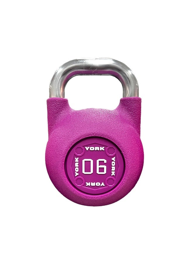 YORK PU Competition Kettlebell 6KG Purple DB2182 – Professional Steel Core Gym Weight with Uniform Size & Ergonomic Grip