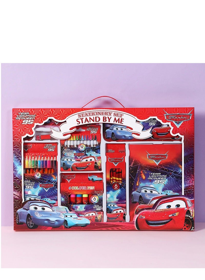 Cars Stationary Kit For kids - 41Pcs Items Pencil Box Colours Eraser and Sharpener -Return Gift kids/Cars School kids Set Return Gifts