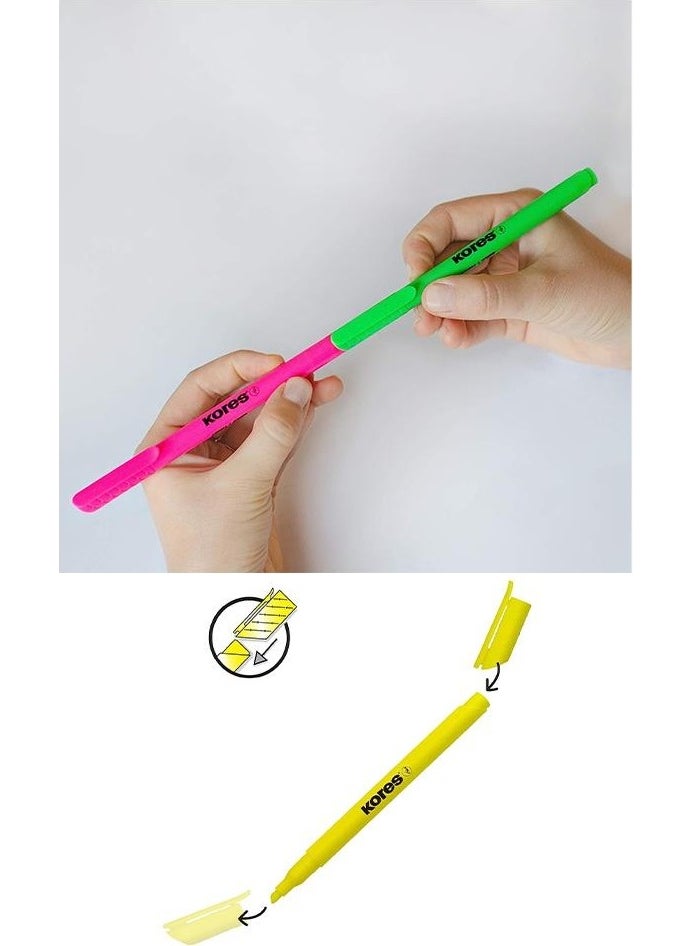 Kores Highlighter Pen 4 Pack in 1 Marking Pen 4 Colors Highlighter Colors Cut Tip Orange Yellow Pink Green  - Image 3