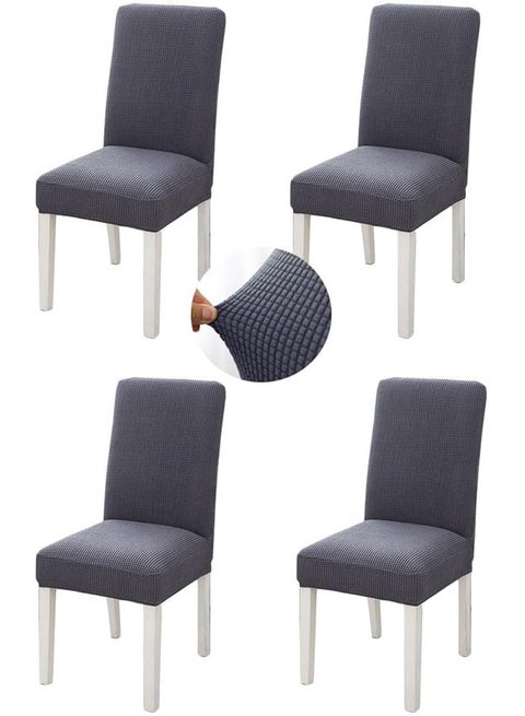 Dining Chair Cover, Soft Stretch Embossed Stereo Jacquard Cover Non-slip Waterproof Washable Removable Chair Cover for Home, Dining, Banquet, Kitchen Dining Chair Protector(4pcs)