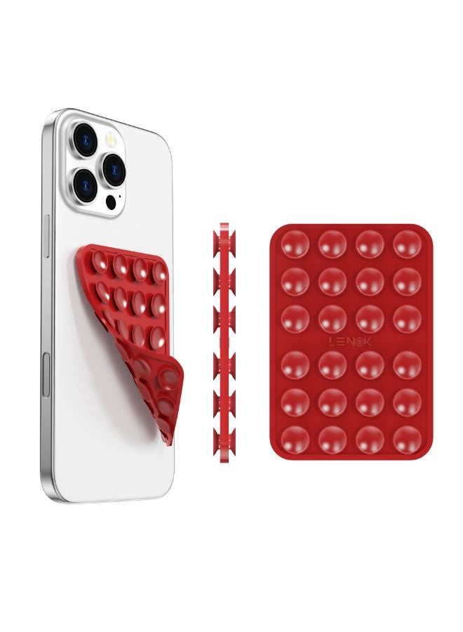 LENOK Silicone Double-Sided Suction Phone Case Detachable Mount - Hands-Free, Strong Grip Holder for Selfies & Videos - Durable, Easy to Use - iPhone & Android (Burgundy) - Image 1