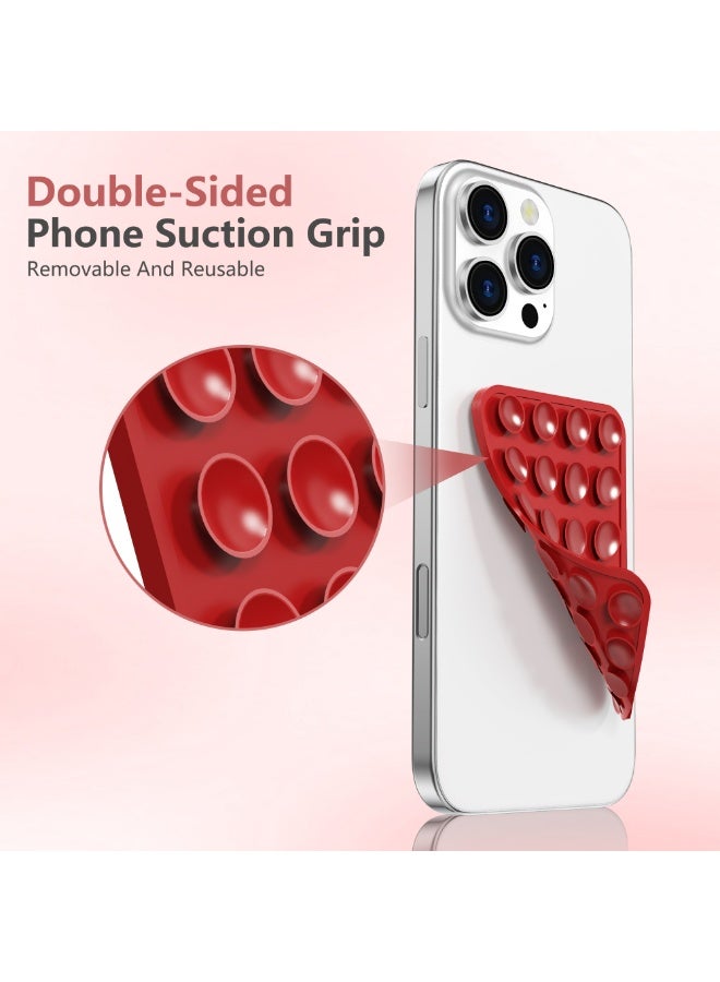LENOK Silicone Double-Sided Suction Phone Case Detachable Mount - Hands-Free, Strong Grip Holder for Selfies & Videos - Durable, Easy to Use - iPhone & Android (Burgundy) - Image 5