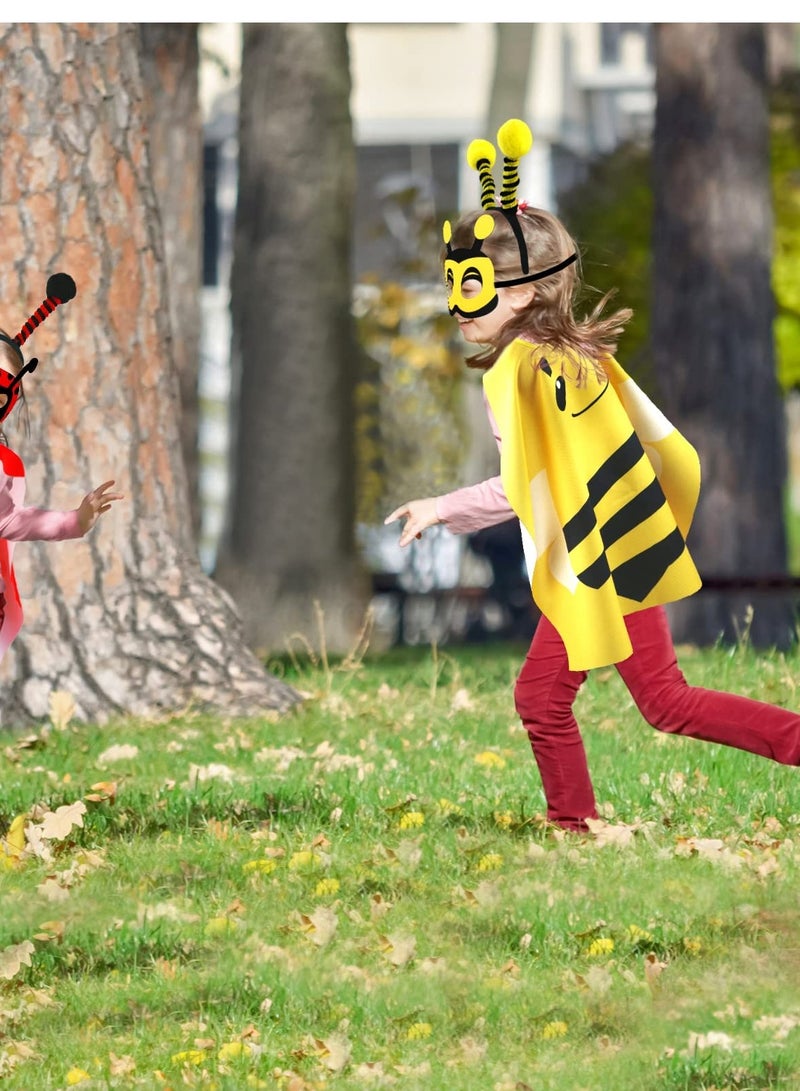 Zikra Kids Bee Ladybug Costume for Girls Boys Lady Bug Toys Dress Up Cape Mask and Antenna Headband as Party Favors Gifts - Image 3