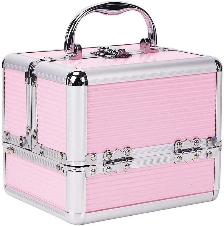 Makeup Box Lockable Cosmetic Organizer Box LargeCapacity Beauty Jewelry Case for Cosmetic Storage Pink