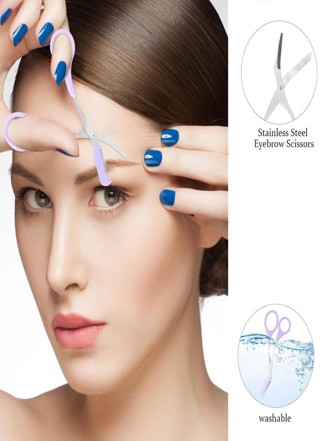 HEVASNEK 3-in-1 Professional Eyebrow Grooming Kit Eyebrow Razor Eyebrow Scissor Comb Tweezer For Instant Painless Hair Removal At Home or On The Go Precise & Safe Eyebrow Grooming Set(Purple) - Image 5