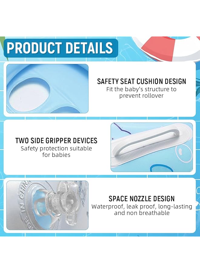 هانيا عوامة سباحة للأطفال الصغار قابلة للنفخ مصنوعة من مادة البولي فينيل كلوريد السميكة، عوامة سباحة صيفية للأطفال مع مظلة قابلة للفصل على شكل سفينة قراصنة مع قبطان ومسدس مائي للأولاد والبنات - Image 3