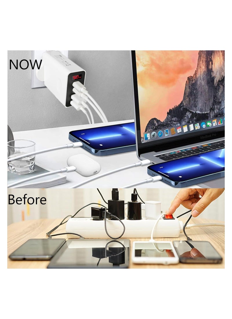 USB C Charger, 4-Port 45W USB & Type-C Super Fast Charging Mains, Wall Adapter, Universal Charging Hub for Multi-Device Phone, Android Phone Tab & More, Fast Charging Plug (UK Regulatory)
