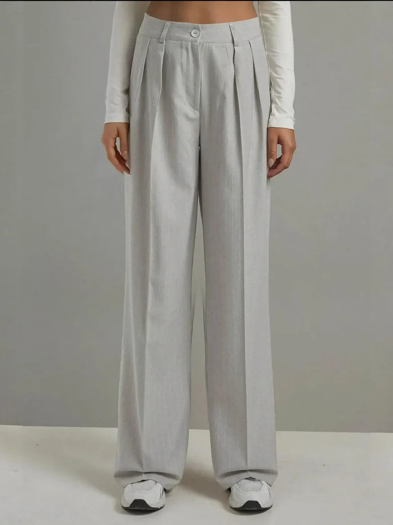 HICCUP Striped Wide Leg Pleated Palazzo Pants