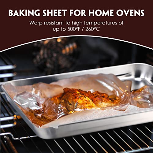 Zopeal 12 Pieces Baking Sheet Pan Cookie Sheet Set for Oven Stainless Steel Trays Nonstick Small Serving Tray Cake Toaster Metal Food Trays, Oven and Dishwasher Safe(10 x 8 x 1 Inch) - Image 4