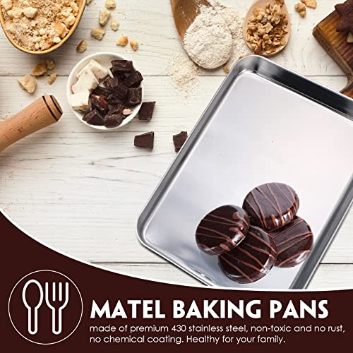 Zopeal 12 Pieces Baking Sheet Pan Cookie Sheet Set for Oven Stainless Steel Trays Nonstick Small Serving Tray Cake Toaster Metal Food Trays, Oven and Dishwasher Safe(10 x 8 x 1 Inch) - Image 5