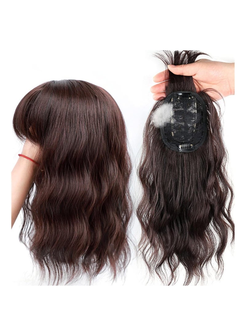 إستيل شعر مستعار مصنوع من الألياف المقاومة للحرارة مع غرة للنساء، شعر مستعار كامل ذو مظهر طبيعي (بني فاتح) - Image 3