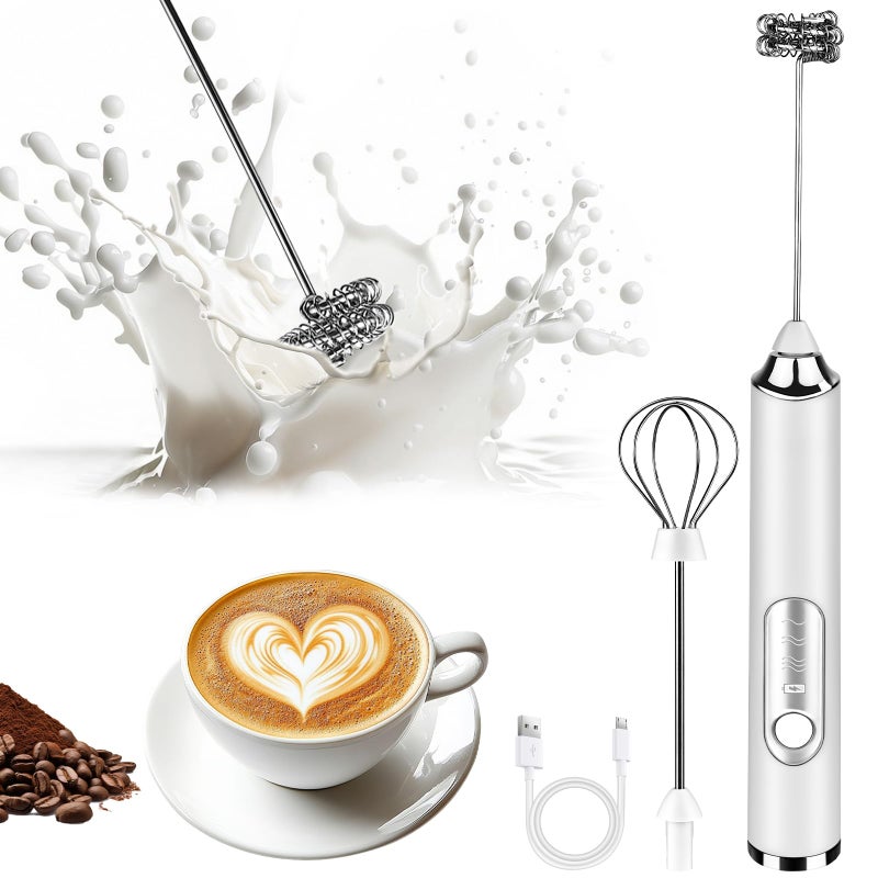 Toughwild Milk Frother Handheld Rechargeable Coffee Frother Wand with 2 Stainless Whisks 3 Speeds Drink Mixer Electric Foam Maker Hand Mixer for Lattes Cappuccino Matcha Egg White - Image 2