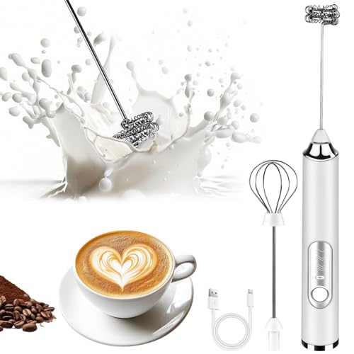 Toughwild Milk Frother Handheld Rechargeable Coffee Frother Wand with 2 Stainless Whisks 3 Speeds Drink Mixer Electric Foam Maker Hand Mixer for Lattes Cappuccino Matcha Egg White - Image 1