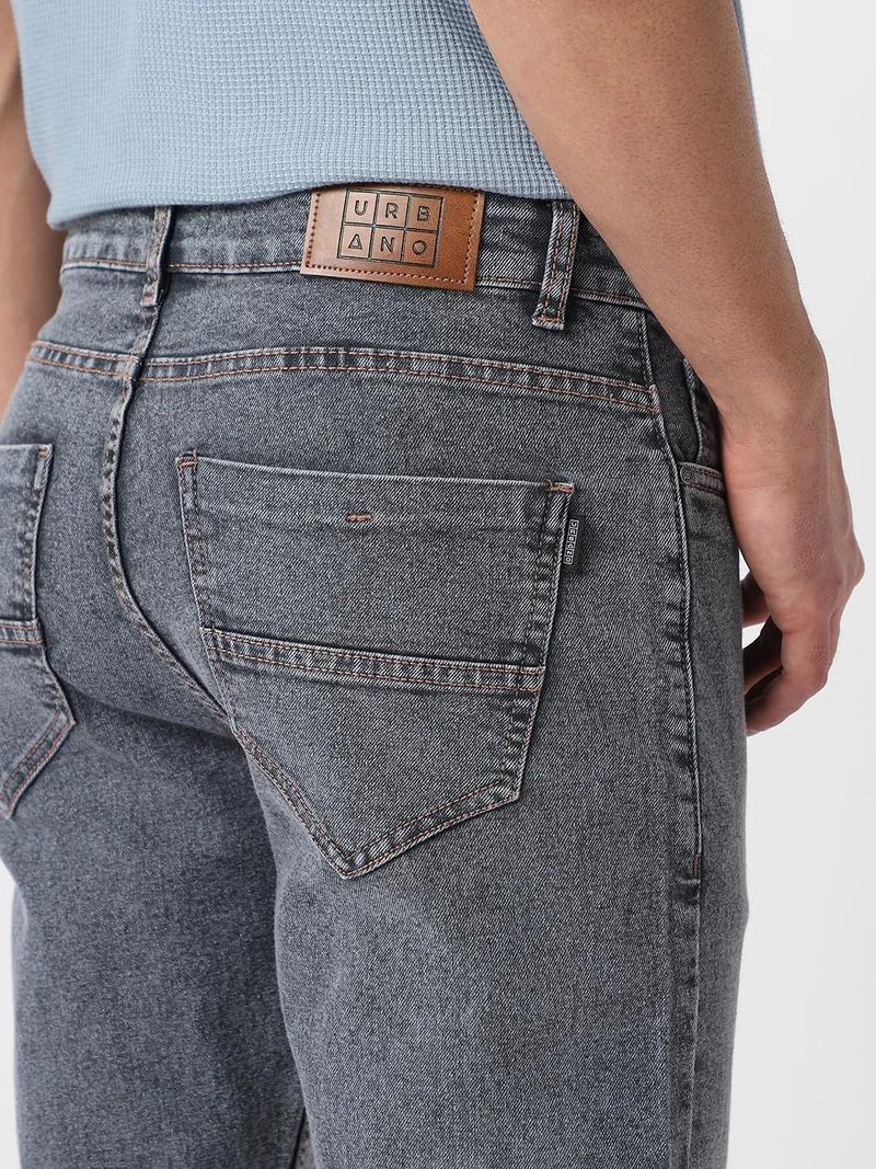 Urbano Fashion  Urbano Fashion Men's Grey Regular Fit Washed Jeans Stretchable  | Best Price UAE