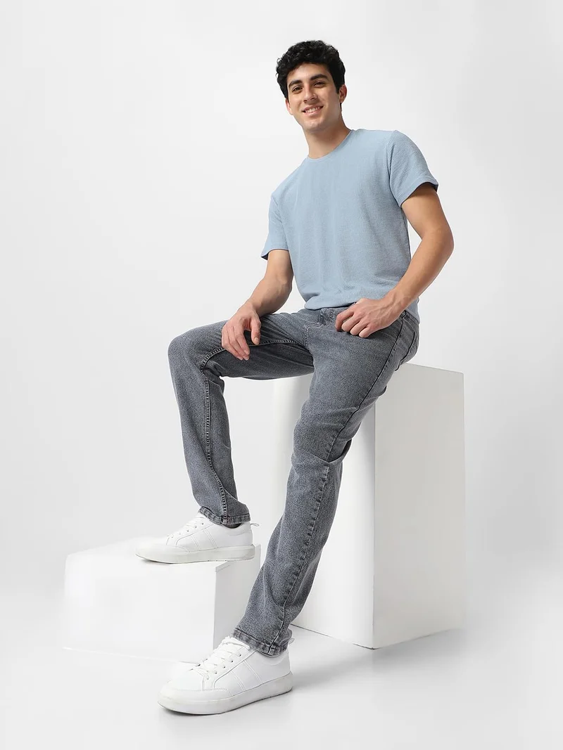 Urbano Fashion  Urbano Fashion Men's Grey Regular Fit Washed Jeans Stretchable  | Best Price UAE