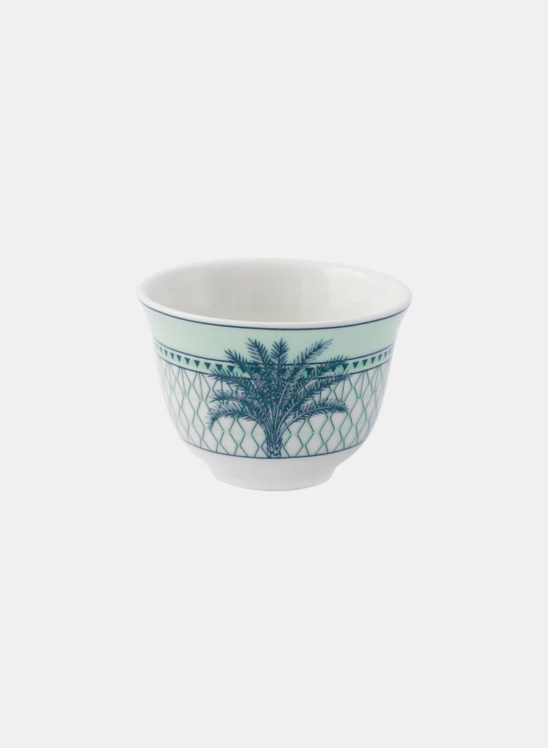 Artemirate Artemirate Palm Designer Arabic Coffee Cup, Fenjan 70 ml, Porcelain, 6 Pieces 