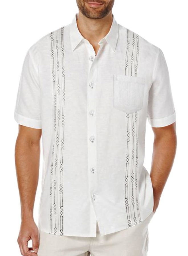 COOFANDY Mens Cuban Guayabera Shirt Short Sleeve Linen Button Down Shirts Casual Summer Beach Tops, White, 3XL - Image 1