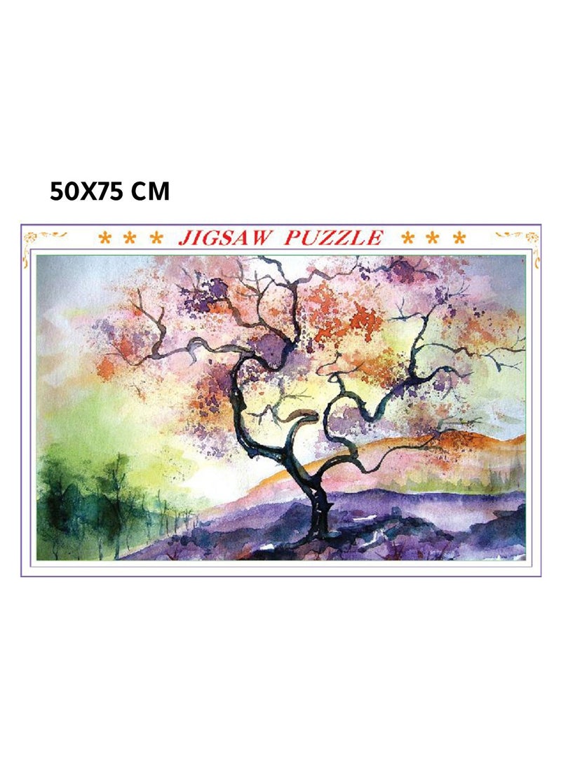 أحجية شجرة مكونة من 1000 قطعة للكبار والأطفال – لوحة أحجية كبيرة بحجم 50×75 سم برسمة شجرة جميلة للمتعة التعليمية والاسترخاء - Image 1