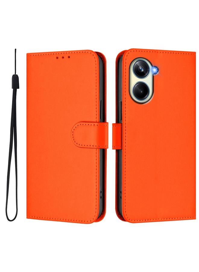 erorex Case For Realme 10 Pro 5G Skin Feel Solid Color Leather Phone Case with Lanyard - Image 2