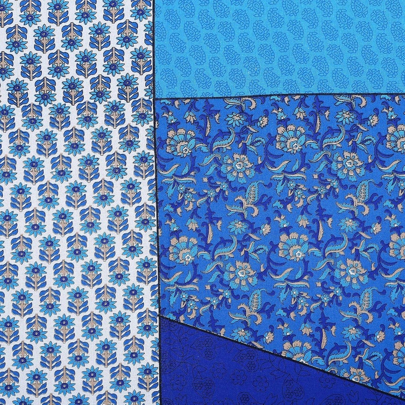 EarlyMart Cotton Comfort 180 TC Floral Rajasthani Jaipuri Traditional Double Bed Bedsheet with 2 Pillow Covers King Size Blue - Image 4