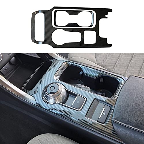 ruihe Carbon Fiber Pattern Car Gear Shift Knob Console Panel Trims Cup Holder Frame Cover Compatible with Fit for Ford Fusion 2017 2018 2019 2020 - Image 1