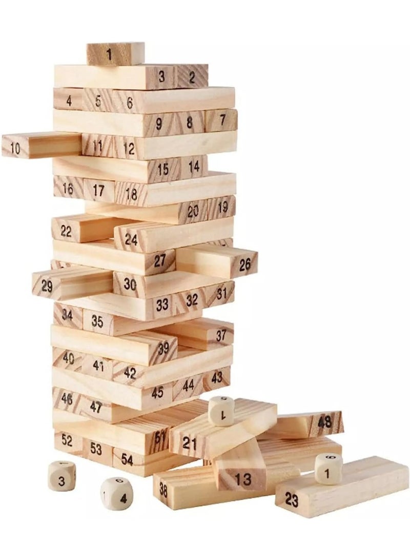 شاربدو لعبة مكعبات خشبية، لعبة التكديس والتوازن للأطفال والكبار | تُحسّن التنسيق بين اليد والعين | لعبة برج التدحرج - ٤٨ قطعة - Image 1