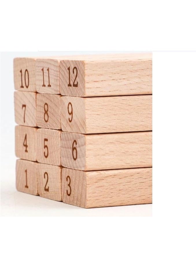 شاربدو لعبة مكعبات خشبية، لعبة التكديس والتوازن للأطفال والكبار | تُحسّن التنسيق بين اليد والعين | لعبة برج التدحرج - ٤٨ قطعة - Image 4