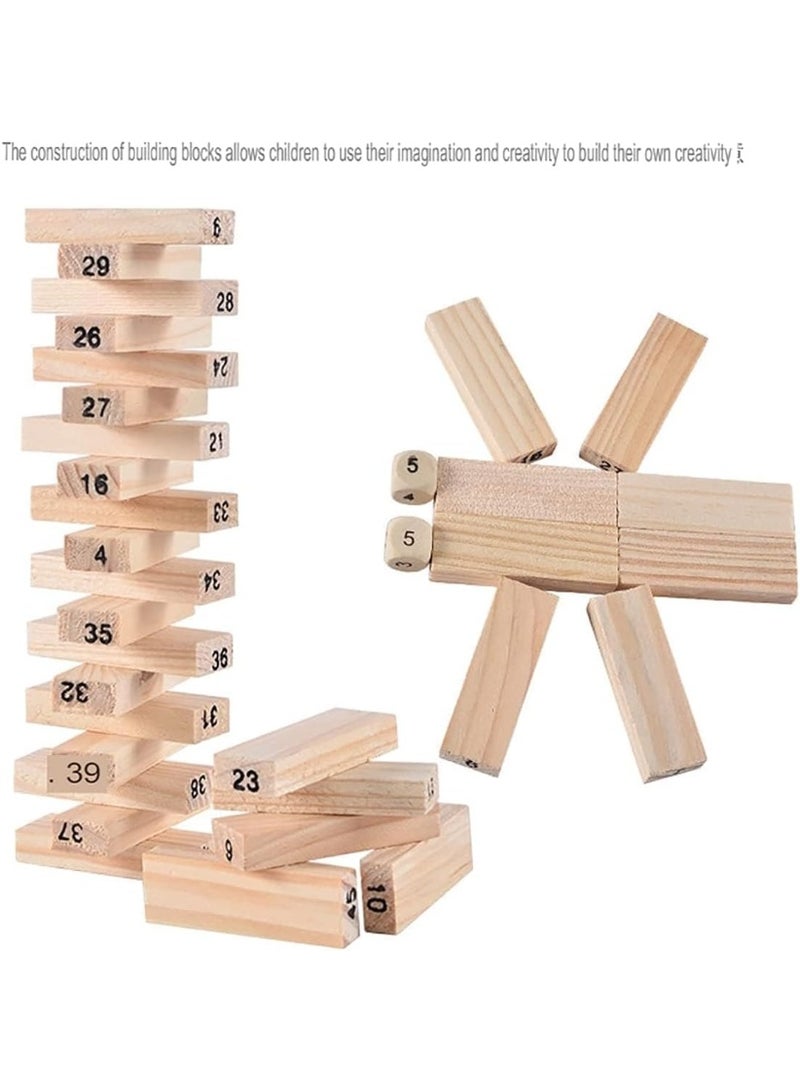 شاربدو لعبة مكعبات خشبية، لعبة التكديس والتوازن للأطفال والكبار | تُحسّن التنسيق بين اليد والعين | لعبة برج التدحرج - ٤٨ قطعة - Image 5