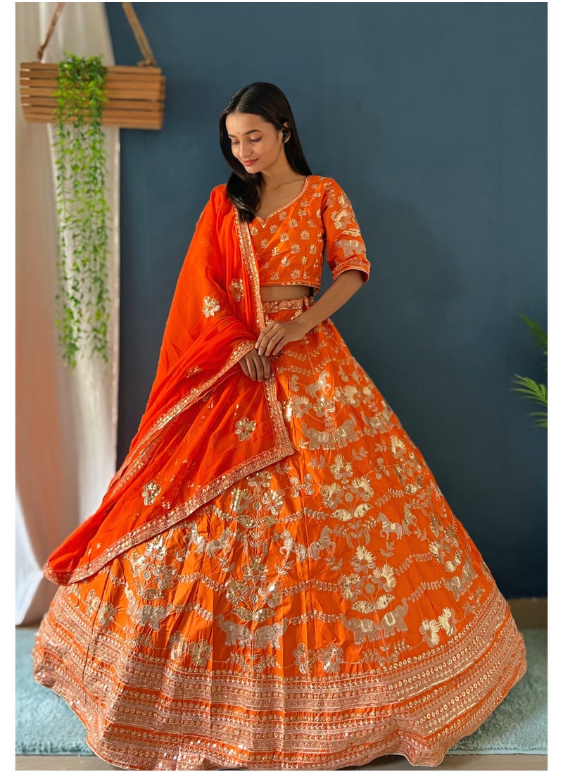 Super Asian Royal Jalpari Silk Embroidered Lehenga Set with Sequin & Zari Work – Heavy Can-Can Flair  - Image 5