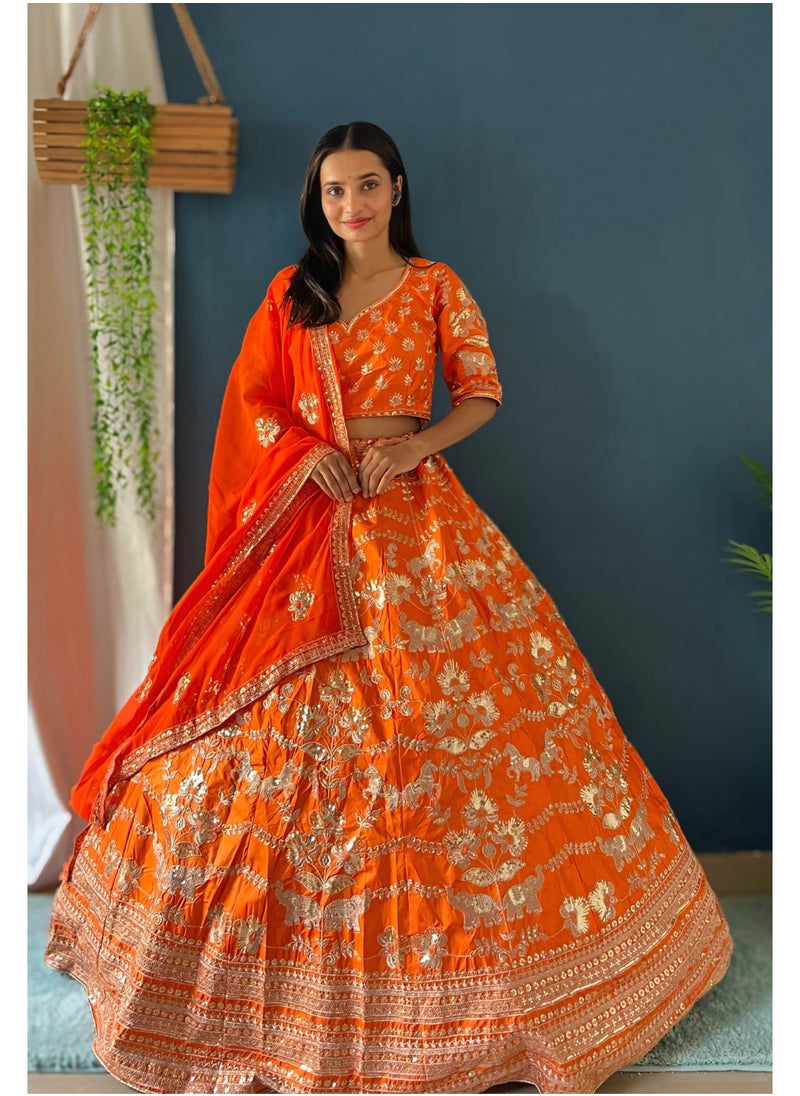 Super Asian Royal Jalpari Silk Embroidered Lehenga Set with Sequin & Zari Work – Heavy Can-Can Flair  - Image 1