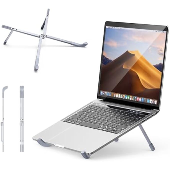 Ugreen PORTABLE LAPTOP STAND FOR DESK, FOLDABLE ADJUSTABLE LAPTOP HOLDER EYE-LEVEL ERGONOMIC LIGHTWEIGHT NOTEBOOK STAND COMPACT UNIVERSAL FIT FOR MACBOOK AIR PRO, HP, LENOVO SAMSUNG 11-17" GRAY - Image 1
