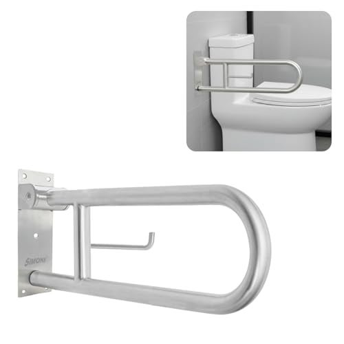 Simon's Simon’s Matty Flip-Up Heavy Duty 32mm Thick SS304 Folding Grab bar for Toilet and Commode Rising of Elderly Safety Anti Slip handrail and Support Handle - 60 cm - Pack of 1 - Image 1