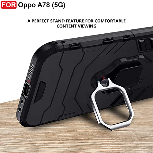 Cedo غطاء قاعدة الوقوف CEDO لهاتف Oppo A78 (5G) - جراب متين | حامل حلقي دوار مدمج | درع عسكري للجزء الخلفي (أسود) - Image 5