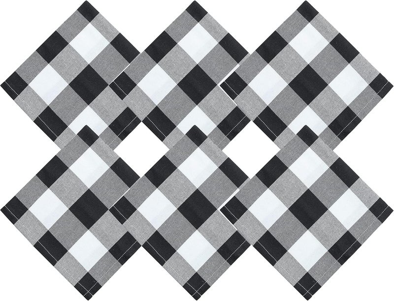 BETTERLINE 6 Buffalo Check Oversized Napkins 17x17 Inches for Everyday Place Settings Rustic Farmhouse Decor Holidays Family Dinners and BBQs White Buffalo Check Plaid - Image 4