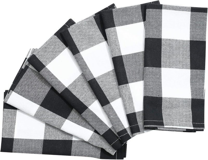 BETTERLINE 6 Buffalo Check Oversized Napkins 17x17 Inches for Everyday Place Settings Rustic Farmhouse Decor Holidays Family Dinners and BBQs White Buffalo Check Plaid - Image 1