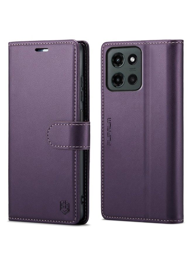 FLIPALM Wallet Case for Moto G 5G 2025, RFID Blocking Credit Card Holder, PU Leather Folio Flip Kickstand Protective Shockproof Cover for Motorola Moto G 5G 2025 (Purple) - Image 1