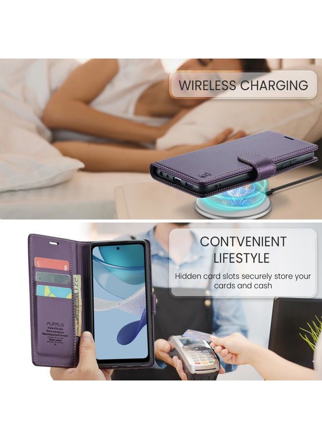 FLIPALM Wallet Case for Moto G 5G 2025, RFID Blocking Credit Card Holder, PU Leather Folio Flip Kickstand Protective Shockproof Cover for Motorola Moto G 5G 2025 (Purple) - Image 4