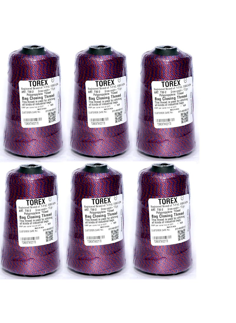 Torex TOREX� | Polypropylene 2 Ply 170 Gram Used for Stitching Unbreakable Bag Closing Thread TW-2 Multicolor (6)  - Image 1