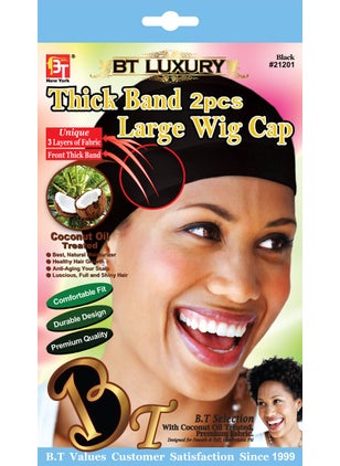 Beauty Town Beauty Town Thick Band Large Wig Cap (2 Pieces) (Black) 