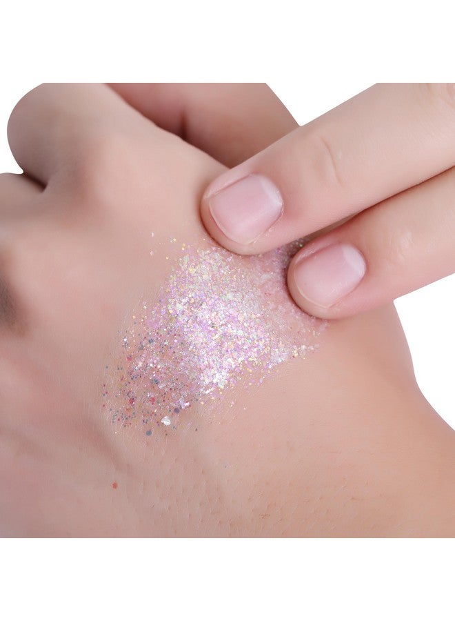 ONLYBETTER Face Glitter, Body Glitter, Glitter Makeup Face Paint for Eye Lip Hair, Festival Rave Accessories, Safe for Face, Easy Application & Removal, Silver Glitter - Image 4