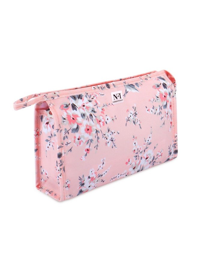NFI essentials NFI essentials PU Floral Print Makeup Pouch for Women Cosmetics Bag Stylish Pouch for Makeup Accessories Vanity Case Travel Organiser Makeup Kit Toiletry Bag Make up Pouch for Girls  - Image 1
