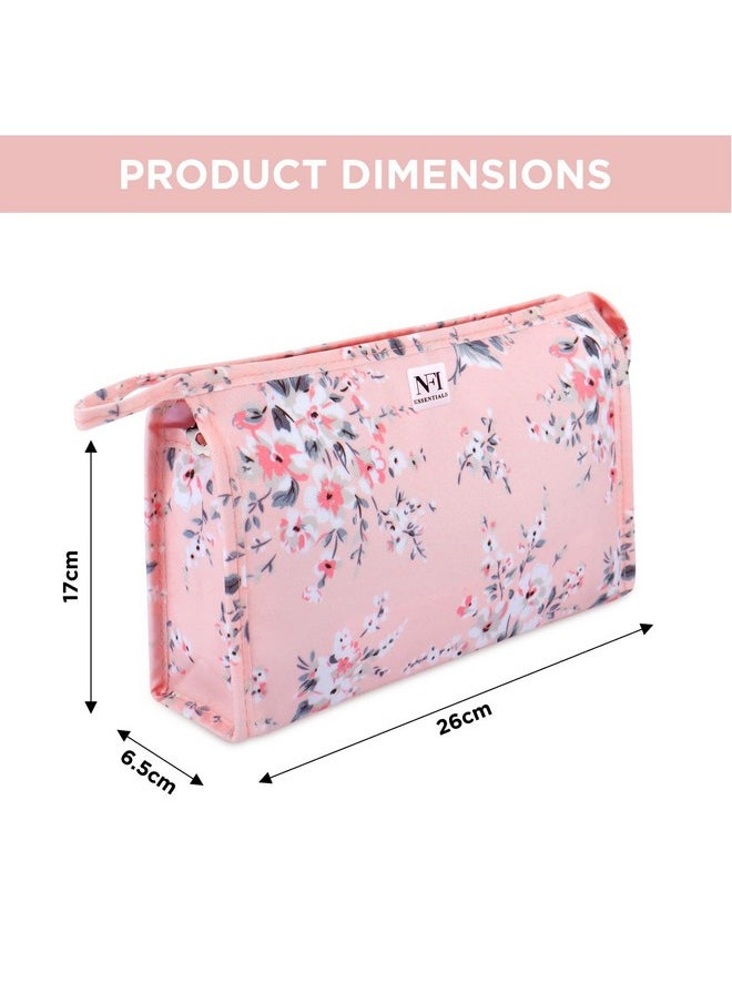 NFI essentials NFI essentials PU Floral Print Makeup Pouch for Women Cosmetics Bag Stylish Pouch for Makeup Accessories Vanity Case Travel Organiser Makeup Kit Toiletry Bag Make up Pouch for Girls  - Image 4
