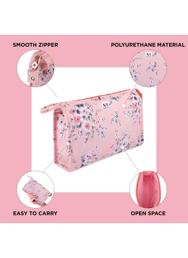 NFI essentials NFI essentials PU Floral Print Makeup Pouch for Women Cosmetics Bag Stylish Pouch for Makeup Accessories Vanity Case Travel Organiser Makeup Kit Toiletry Bag Make up Pouch for Girls  - Image 3